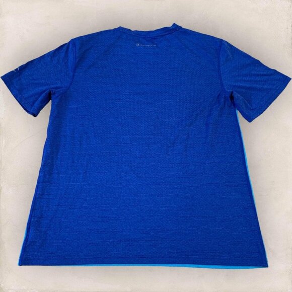 Champion T-Shirt Men’s Size Medium Blue Colorblock Spellout Fitness Sports - Picture 5 of 5